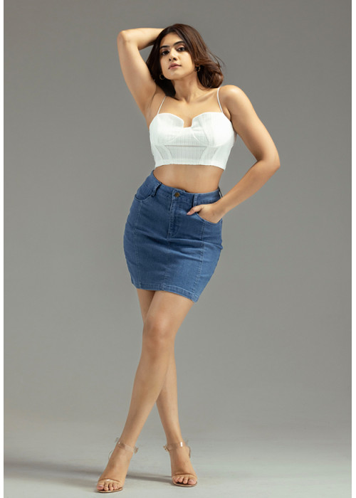 CASUAL LIGHT BLUE DENIM SKIRT
